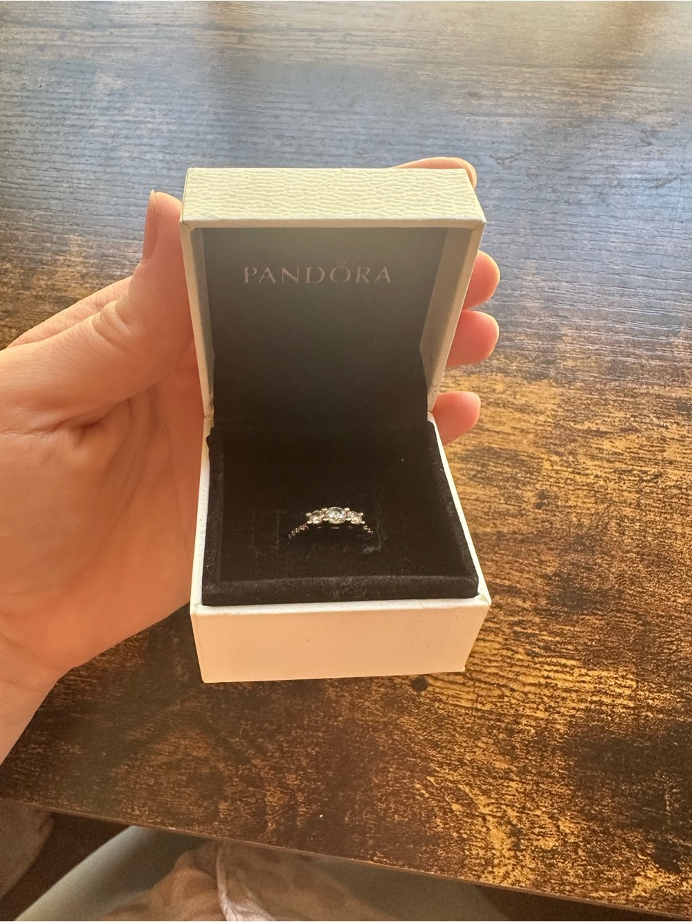 Pandora Rose Gold Three-Stone Ring Size 4.5/48 mm